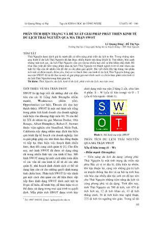 Phân tích hiện trạng và đề xuất giải pháp phát triển kinh tế du lịch Thái Nguyên qua ma trận SWOT