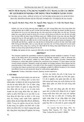 Phân tích mạng: Ứng dụng nghiên cứu mạng lưới các điểm du lịch khách nội địa chủ động trải nghiệm tại Đà Nẵng