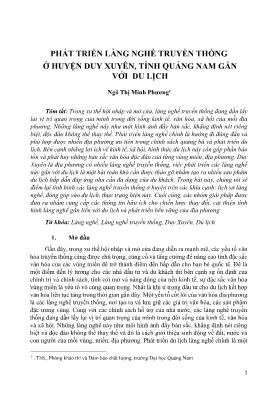 Phát triển làng nghề truyền thống ở huyện Duy Xuyên, tỉnh Quảng Nam gắn với du lịch