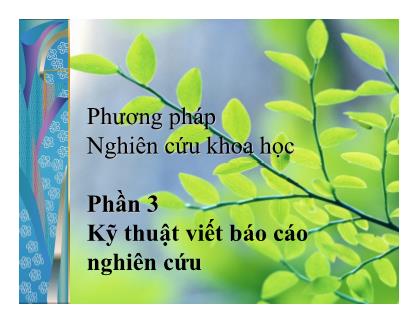 Phương pháp Nghiên cứu khoa học (Phần 3)