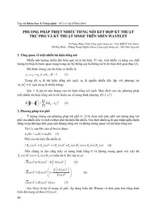 Phương pháp triệt nhiễu tiếng nói kết hợp kỹ thuật trừ phổ và kỹ thuật mmse trên miền Wavelet