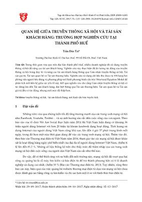 Quan hệ giữa truyền thông xã hội và tài sản khách hàng: Trường hợp nghiên cứu tại thành phố Huế