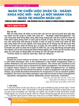 Quản trị chiến lược nhân tài - ngành khoa học mới - hay là một nhánh của quản trị nguồn nhân lực