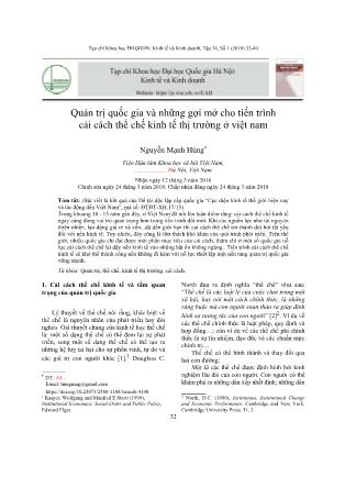 Quản trị quốc gia và những gợi mở cho tiến trình cải cách thể chế kinh tế thị trường ở Việt Nam