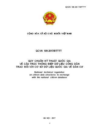 Quy chuẩn kỹ thuật quốc gia về cấu trúc thông điệp dữ liệu công dân trao đổi với cơ sở dữ liệu quốc gia về dân cư