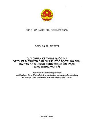 Quy chuẩn kỹ thuật quốc gia về thiết bị truyền dẫn dữ liệu tốc độ trung bình dải tần 5,8 GHz ứng dụng trong lĩnh vực giao thông vận tải