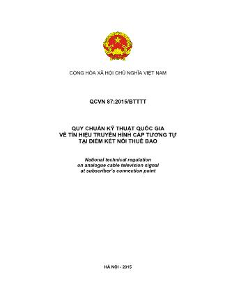 Quy chuẩn kỹ thuật quốc gia về tín hiệu truyền hình cáp tương tự tại điểm kết nối thuê bao