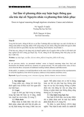 Sai lầm về phương diện suy luận logic thông qua cấu trúc đại số: Nguyên nhân và phương thức khắc phục