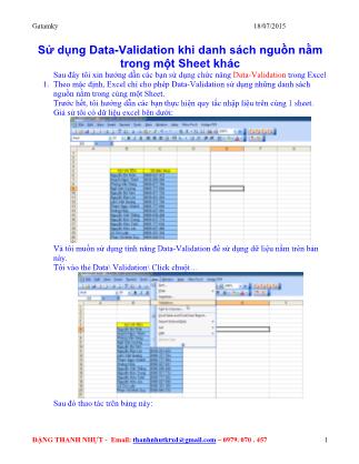 Sử dụng Data-Validation khi danh sách nguồn nằm trong một Sheet khác