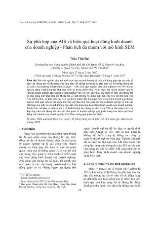 Sự phù hợp của AIS và hiệu quả hoạt động kinh doanh của doanh nghiệp - Phân tích đa nhóm với mô hình SEM