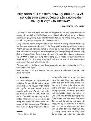 Sức sống của tư tưởng xã hội chủ nghĩa và sự kiên định con đường đi lên chủ nghĩa xã hội ở Việt Nam hiện nay