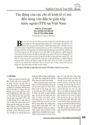 Tác động của các chỉ số kinh tế vĩ mô đến dòng vốn đầu tư gián tiếp nước ngoài (FPI) tại Việt Nam