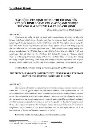 Tác động của định hướng thị trường đến kết quả kinh doanh của các doanh nghiệp thương mại dịch vụ tại thành phố Hồ Chí Minh