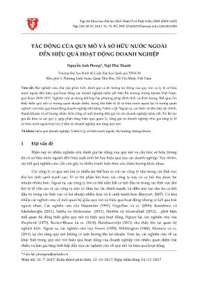 Tác động của quy mô và sở hữu nước ngoài đến hiệu quả hoạt động doanh nghiệp