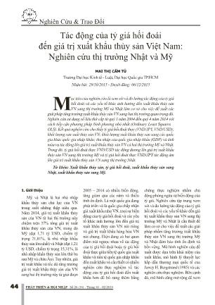 Tác động của tỷ giá hối đoái đến giá trị xuất khẩu thủy sản Việt Nam: Nghiên cứu thị trường Nhật và Mỹ