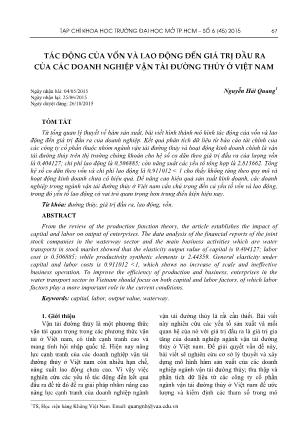 Tác động của vốn và lao động đến giá trị đầu ra của các doanh nghiệp vận tải đường thủy ở Việt Nam