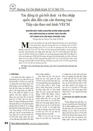 Tác động tỷ giá hối đoái và thu nhập quốc dân đến cán cân thương mại: Tiếp cận theo mô hình VECM