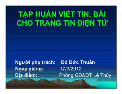 Tập huấn viết tin, bài cho trang tin điện tử