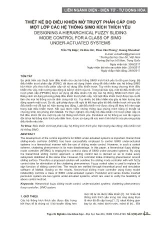 Thiết kế bộ điều khiển mờ trượt phân cấp cho một lớp các hệ thống simo kích thích yếu