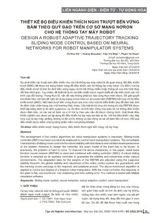 Thiết kế bộ điều khiển thích nghi trượt bền vững bám theo quỹ đạo trên cơ sở mạng nơron cho hệ thống tay máy robot