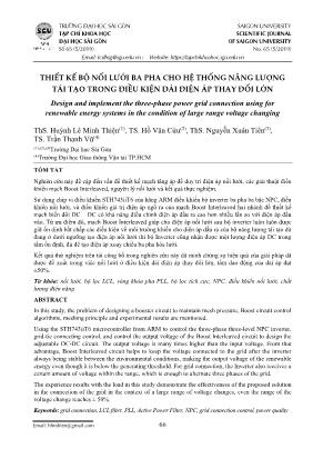 Thiết kế bộ nối lưới ba pha cho hệ thống năng lượng tái tạo trong điều kiện dải điện áp thay đổi lớn