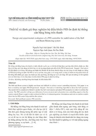 Thiết kế và đánh giá thực nghiệm bộ điều khiển PID ổn định hệ thống cân bằng bóng trên thanh