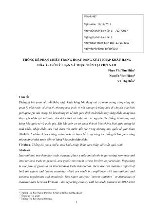 Thống kê phản chiếu trong hoạt động xuất nhập khẩu hàng hóa: Cơ sở lý luận và thực tiễn tại Việt Nam