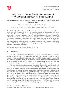 Thực trạng sản xuất của các cơ sở nghề và làng nghề truyền thống ở Hà Tĩnh