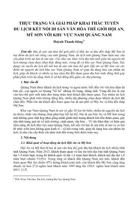 Thực trạng và giải pháp khai thác tuyến du lịch kết nối di sản văn hóa thế giới Hội An, Mỹ Sơn với khu vực Nam Quảng Nam