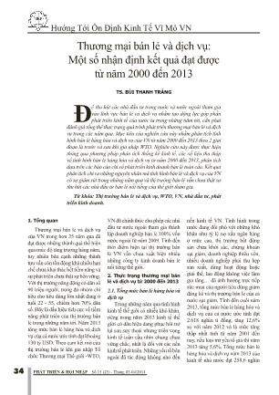Thương mại bán lẻ và dịch vụ: Một số nhận định kết quả đạt được từ năm 2000 đến 2013