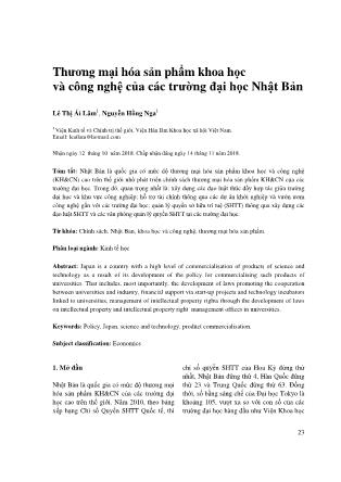 Thương mại hóa sản phẩm khoa học và công nghệ của các trường Đại học Nhật Bản