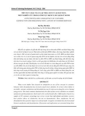 Tiền tố và hậu tố của sự thỏa mãn và sự bất mãn: Một nghiên cứu trong lĩnh vực dịch vụ du lịch lữ hành