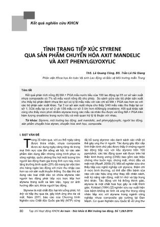 Tình trạng tiếp xúc Styrene qua sản phẩm chuyển hóa axit mandelic và Axit Phenylglyoxylic