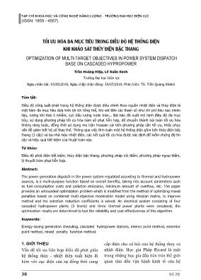 Tối ưu hóa đa mục tiêu trong điều độ hệ thống điện khi khảo sát thủy điện bậc thang