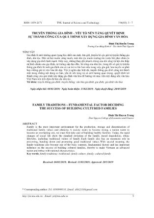 Truyền thống gia đình – yếu tố nền tảng quyết định sự thành công của quá trình xây dựng gia đình văn hóa