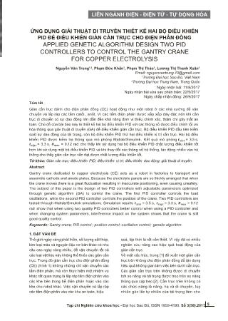 Ứng dụng giải thuật di truyền thiết kế hai bộ điều khiển PID để điều khiển giàn cần trục cho điện phân đồng