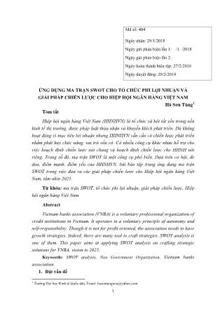 Ứng dụng ma trận SWOT cho tổ chức phi lợi nhuận và giải pháp chiến lược cho hiệp hội ngân hàng Việt Nam