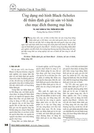 Ứng dụng mô hình Black-Scholes để thẩm định giá tài sản vô hình cho mục đích thương mại hóa