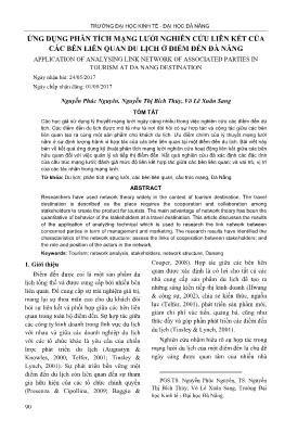 Ứng dụng phân tích mạng lưới nghiên cứu liên kết của các bên liên quan du lịch ở điểm đến Đà Nẵng