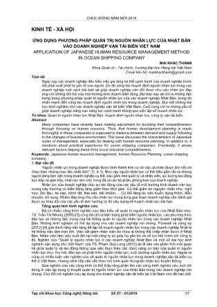 Ứng dụng phương pháp quản trị nguồn nhân lực của Nhật Bản vào doanh nghiệp vận tải biển Việt Nam