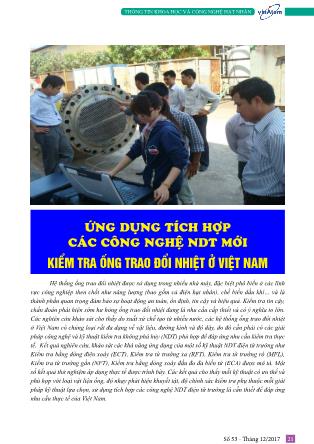 Ứng dụng tích hợp các công nghệ NDT mới kiểm tra ống trao đổi nhiệt ở Việt Nam