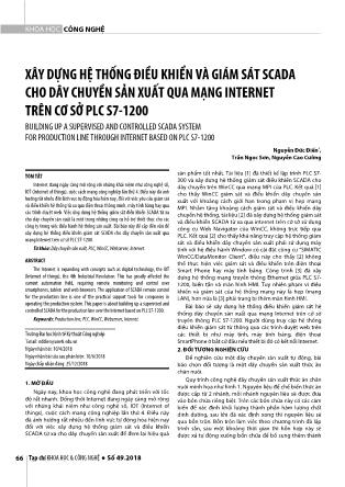 Xây dựng hệ thống điều khiển và giám sát scada cho dây chuyền sản xuất qua mạng Internet trên cơ sở PLC S7-1200