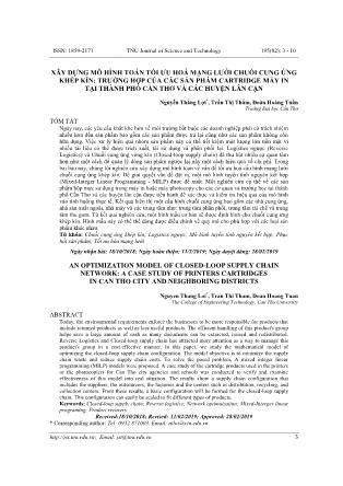 Xây dựng mô hình toán tối ưu hoá mạng lưới chuỗi cung ứng khép kín: Trường hợp của các sản phẩm Cartridge máy in tại thành phố Cần Thơ và các huyện lân cận