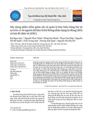 Xây dựng phần mềm giám sát và quản lý báo hiệu hàng hải từ xa trên cơ sở nguồn dữ liệu từ hệ thống nhận dạng tự động (AIS) và hải đồ điện tử (ENC)