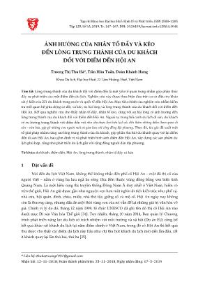 Ảnh hưởng của nhân tố đẩy và kéo đến lòng trung thành của du khách đối với điểm đến Hội An