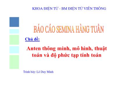 Bài giảng Anten thông minh, mô hình, thuật toán và độ phức tạp tính toán