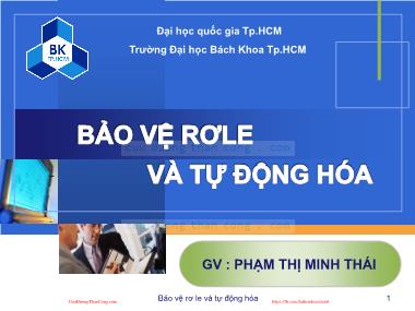 Bài giảng Bảo vệ rơle và tự động hóa - Phạm Thị Minh Thái