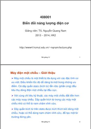 Bài giảng Biến đổi năng lượng điện cơ - Bài 10: Máy điện một chiều - Nguyễn Quang Nam