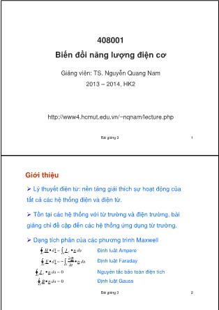 Bài giảng Biến đổi năng lượng điện cơ - Bài 3: Mạch từ tĩnh - Nguyễn Quang Nam