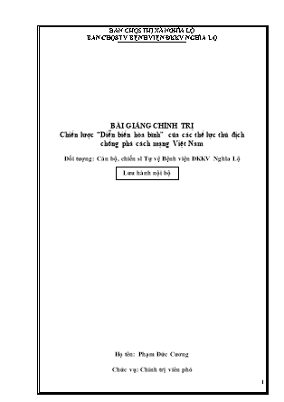 Bài giảng Chiến lược “Diễn biến hòa bình” của các thế lực thù địch chống phá cách mạng Việt Nam